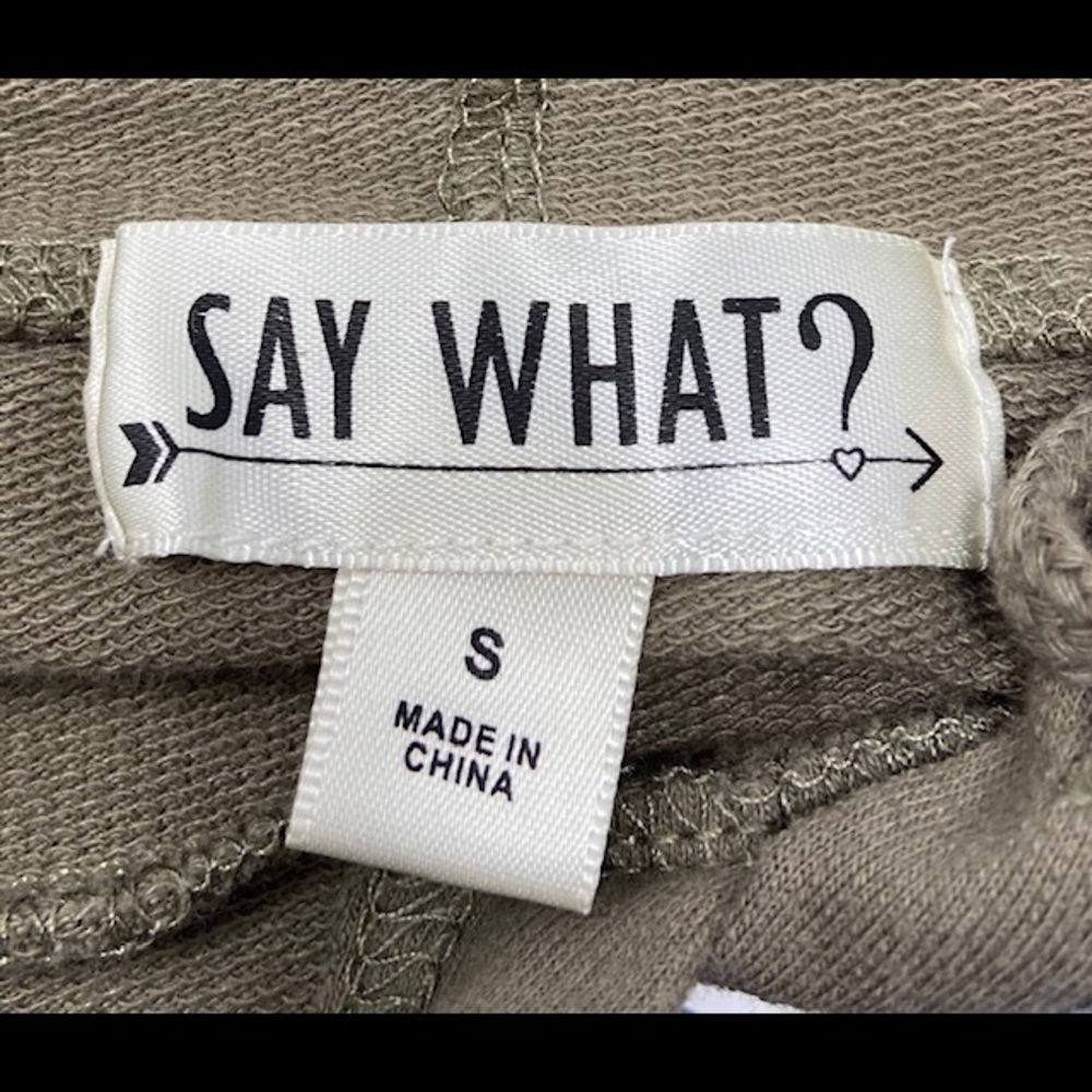 SAY WHAT? Army Green Hooded Cropped Sweatshirt Small - Picture 7 of 7